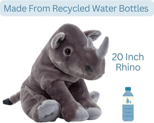 Vista 7 de The Petting Zoo Rinoceronte de peluche, regalos para niños, animales salvajes del zoológico Onez, juguete de peluche jumbo de rinoceronte del sur