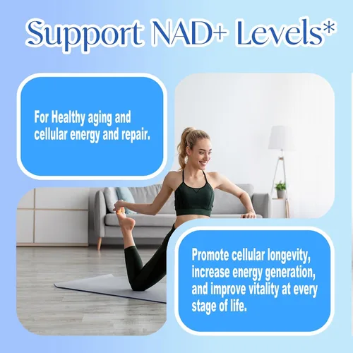 Vista 7 de Suplementos NAD para mujeres y hombres, liposomal NAD nicotinamida ribósido resveratrol 900 mg con resveratrol, quercetina, colágeno, niacina, apoyo