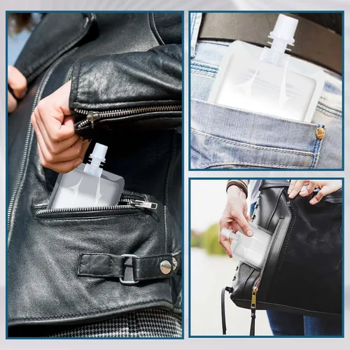 Vista 6 de Meanplan 100 bolsas de plástico reutilizables a granel, bolsas de plástico transparente a prueba de fugas para jugos con embudo para suministros