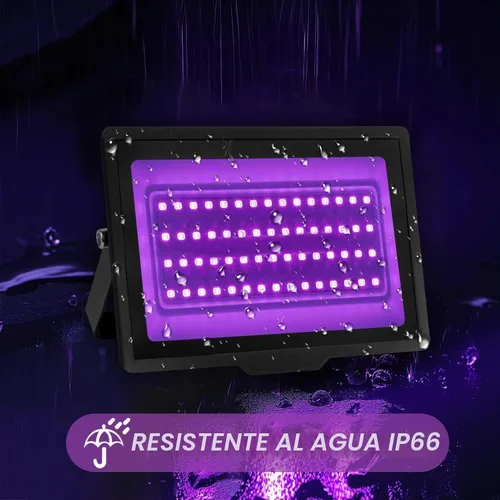 Vista 4 de Paquete de 2 Luces Negras LED de 40W IP66 Impermeables, Luz Negra con Enchufe e Interruptor, Reflector para Fiesta Fluorescente, Decoración