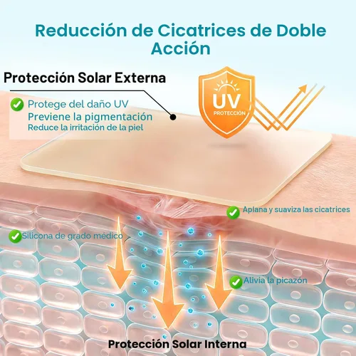 Vista 4 de Dimora UPF50+ - Hojas de silicona para cicatrices con protección UV, rollo de 1.6 x 78.7 pulgadas Protección UV, reutilizable, suaviza, aplana