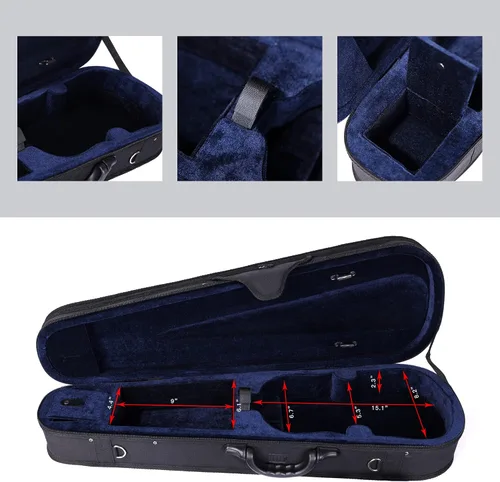 Vista 7 de Estuche básico, profesional, rígido, liviano, con forma triangular, para violín, de la marca ADM , Talla full