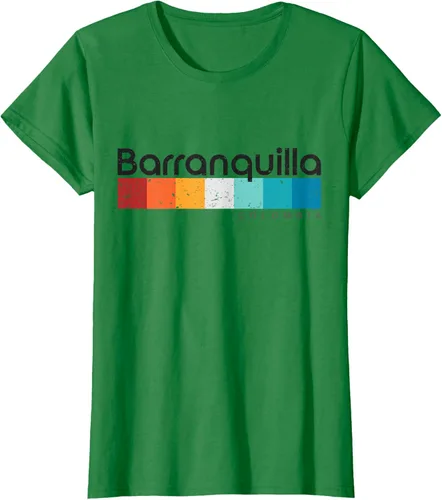 Vista 43 de Barranquilla Colombia - Camiseta de diseño vintage de estilo retro, Blanco, S