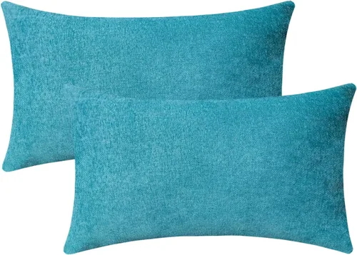 Vista 34 de Jeneoo - Fundas de almohada decorativas rojas brillantes de chenilla suave, fundas de cojín cómodas y sólidas para sofá de sala de estar