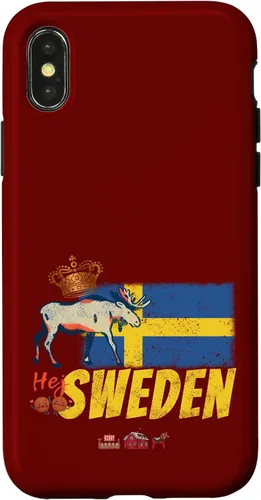 Vista 5 de Funda para iPhone 16 Suecia con bandera vintage y recuerdo de alce