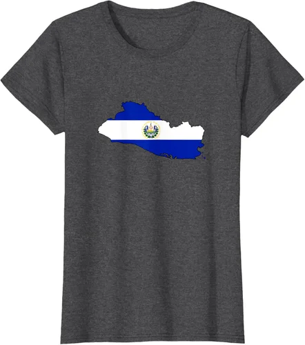 Vista 5 de Camiseta de El Salvador Country Outline on Flag
