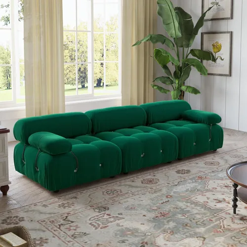 Vista 25 de WJShome Sofá modular modular de 103.95 pulgadas, sofá convertible de terciopelo de 3 plazas minimalista para sala de estar, sofá moderno y grande