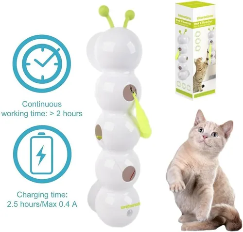 Vista 2 de Caterpillar - Juguete inteligente interactivo para gatos, juguetes recargables activados por movimiento, resistentes a las mordeduras, juguetes