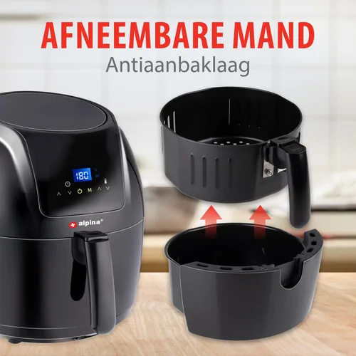 Vista 7 de alpina Air Fryer Oil Free Deep Fryer 5 Litre Electric Deep Fryer with Non-Stick Coating Digital Touch Screen 7-8 People