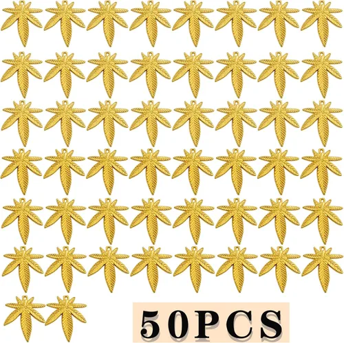Vista 2 de Aylifu Maple Leaves Charms Tibetan Alloy Marijuana Leaf Charm Medical Pot Cannabis Tree Leaves Pendant Charms for DIY Earring Bracelet Necklace