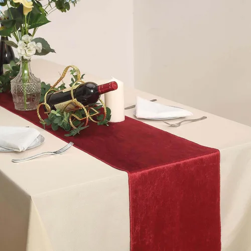 Vista 19 de Efavormart - Camino de mesa de terciopelo negro de alta calidad de 12 x 107 pulgadas para decoración de bodas y fiestas