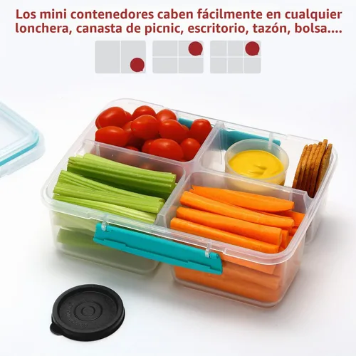 Vista 6 de Recipientes para condimentos con tapas, paquete de 8 unidades, 1.3 onzas. Recipiente para aderezo para ensalada para llevar, pequeños recipientes