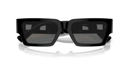 Vista 5 de Versace Gafas de sol unisex con montura Havana, lentes gris oscuro, 2.126 in