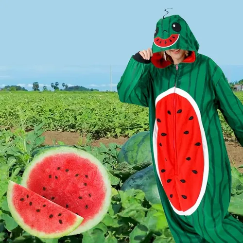 Vista 2 de Adult Fruit waterrmelon Onesie Pajamas Costume Cosplay Homewear Sleepwear Jumpsuit for Men Women Girls Boys Teens