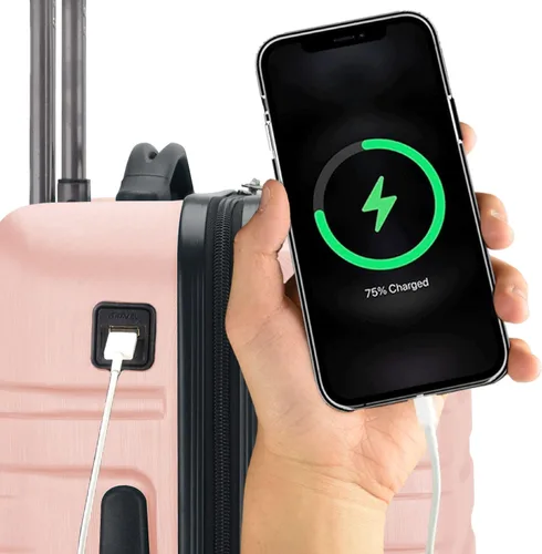 Vista 5 de U.S. Traveler Boren - Maleta de viaje de policarbonato resistente con 8 ruedas giratorias, asa de aluminio
