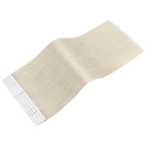 Vista 9 de Easyouth - Extensiones de cabello humano con cinta adhesiva, extensiones de cabello rubio blanco Remy, extensiones de cabello humano con cinta