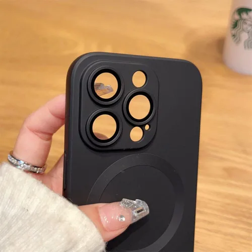 Vista 6 de Funda magnética para iPhone 11, funda de goma de silicona con protector completo de lente de cámara, duradera, delgada, a prueba de golpes, linda