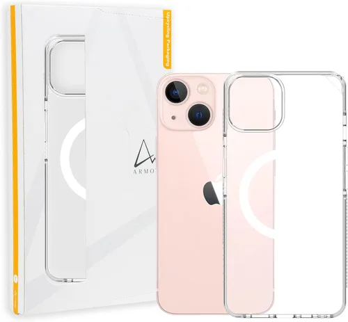 Vista 12 de ARMOR Signature - Funda compatible con MagSafe, para iPhone serie 13 (iPhone 13, gris cristal con cinta gris)