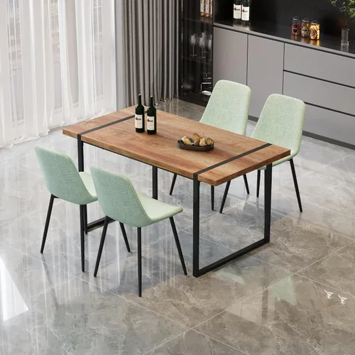 Vista 8 de Juego de mesa de comedor moderno para 4, juego de mesa y sillas de cocina de madera, juego de mesa de comedor de 5 piezas con 1 mesa de MDF y 4