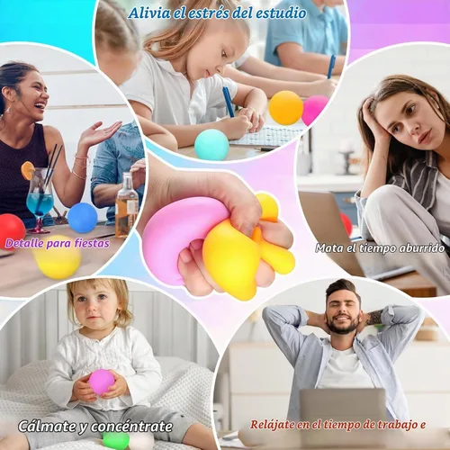 Vista 5 de 40 Bolas Antiestrés - Bolas Antiestrés Blandas a Granel - Juguetes de Caja del Tesoro - Premios Fidget a Granel - Bolas Sensoriales - Bolas