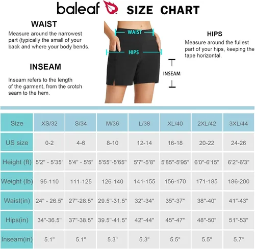 Vista 6 de BALEAF Traje de baño para mujer, de 3 a 5 pulgadas, de secado rápido, cintura alta, UPF 50+, con forro