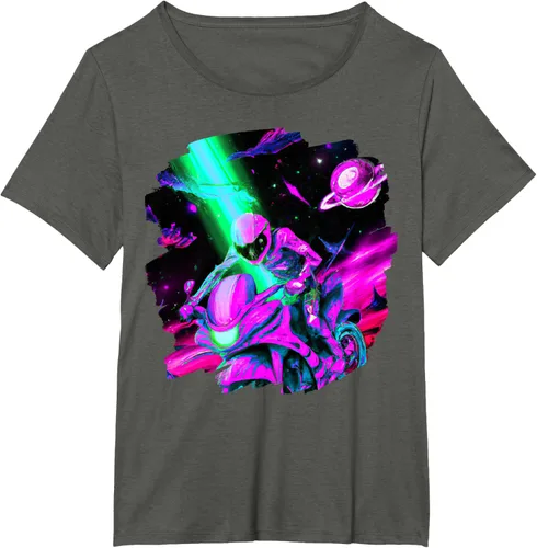 Vista 16 de Camiseta de motociclista espacial para motociclista astronauta, Negro, S