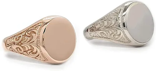 Vista 6 de Elegant Jewel Box Anillo de sello ovalado personalizado unisex en oro sólido de 9k, 14k y 18k, anillo de sello personalizado, anillo Chevalier