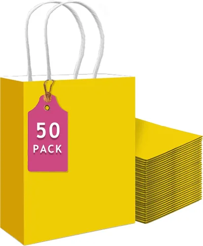 Vista 29 de qiqee Paquete de 50 bolsas de regalo de papel negro con asas a granel 13"x10.3"x4.6" bolsas de favor para fiestas de tamaño grande múltiples usos