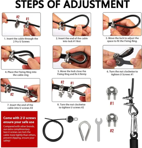 Vista 7 de Sistema de polea de cable de peso, accesorios de polea de entrenamiento LAT y elevación para gimnasio, sistema de polea de entrenamiento de tríceps