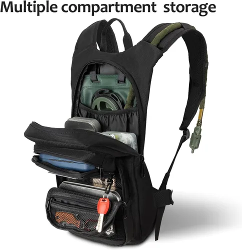 Vista 4 de Mochila de hidratación táctica con vejiga de agua de TPU 3l: Senderismo MOLLE Bolsa de día militar para caza para hombres y mujeres