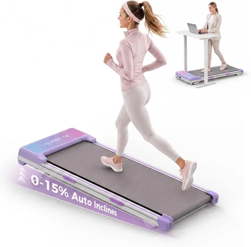Vista 8 de Cinta de correr para debajo del escritorio con 15% de inclinación automática, almohadilla de marcha con motor sin escobillas de 3.5 HP, caminadora