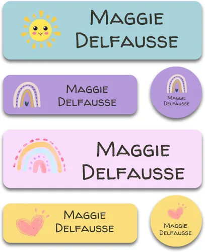 Vista 5 de Etiquetas de nombre personalizadas para niños para guardería (180 unidades), impermeables, aptas para lavavajillas, etiquetas con nombre