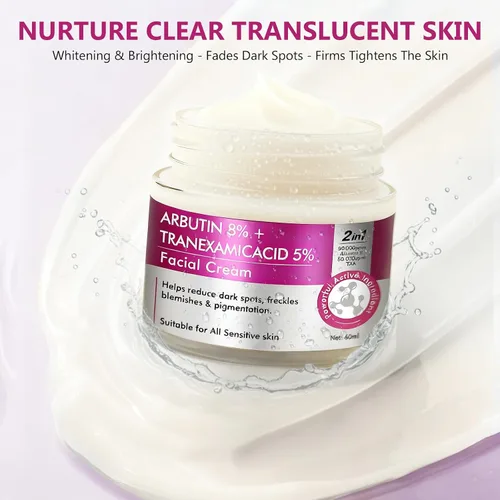 Vista 4 de AiRunTech Arbutina 8% y ácido tranexámico 5% crema, ayuda a desvanecer manchas oscuras, pecas, manchas y pigmentación, reafirma e hidrata la piel