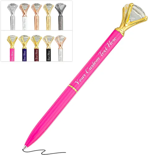 Vista 62 de Bolígrafos de diamante con cristal personalizado con nombre grabado a granel, bolígrafos de metal personalizados, bolígrafos de tinta negra, regalo