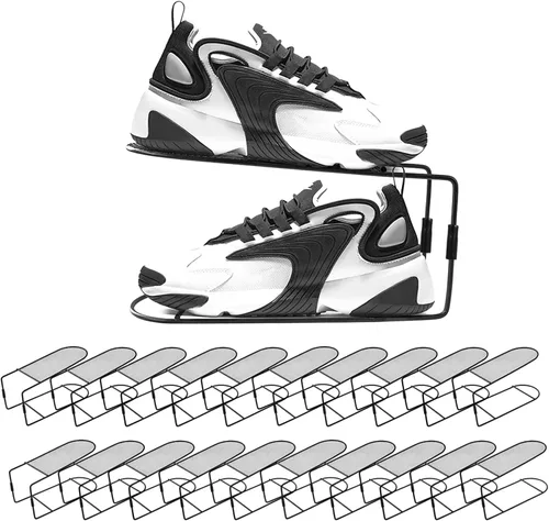 Vista 7 de CiBiZi Organizador de ranuras para zapatos, paquete de 6 organizadores de zapatos de metal, apilables, con doble capa, para un par de zapatos