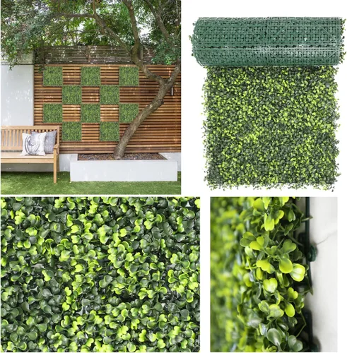 Vista 3 de Boj con pantalla de privacidad de hoja perenne, paneles de seto de hoja perenne, pared de plantas falsas de 20 x 20 pulgadas