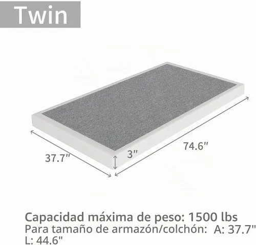 Vista 3 de XINXINYAN Twin con resorte de 3 pulgadas de perfil bajo, fuerte capacidad de carga