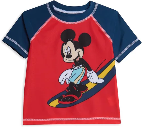 Vista 2 de Disney Conjunto de traje de baño y camiseta de Mickey Mouse para niños pequeños, Azul-Blanco