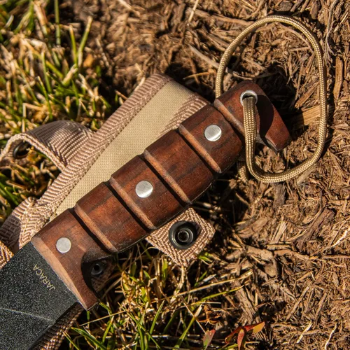 Vista 6 de ESEE Cuchillos EXPAT Jaraca Kukri Machete - Funda Cordura - Mango de Madera de Nogal