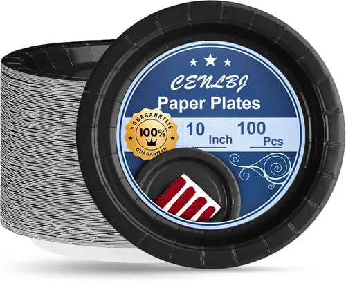 Vista 9 de Platos de papel negro, platos de postre desechables de 7 pulgadas, 50 unidades para bodas, cumpleaños, picnic, graduación