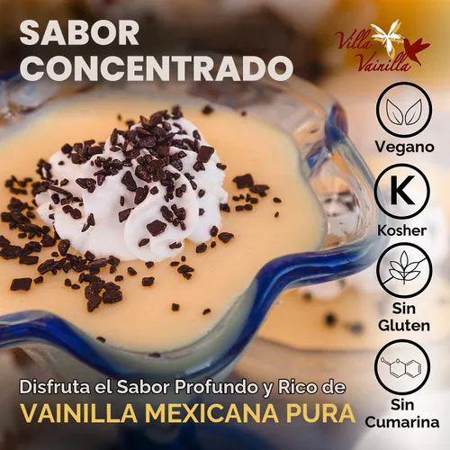 Vista 6 de Villa Vainilla Extracto de vainilla pura, Elixir Premium Mexican Vanilla Extracto de vainilla puro natural Para chefs y cocina casera Perfecto