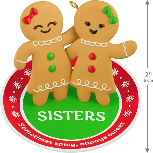 Vista 4 de Hallmark Keepsake Adorno de Navidad 2026, hermanas dulces y picantes