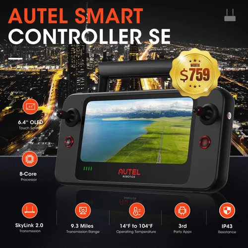 Vista 9 de Autel Robotics EVO 2 Pro V3: 2025 Son-y 1" CMOS y video HDR 6K, algoritmo de luz de luna 2.0, ISO máximo 44000, DNG de 12 bits, controlador