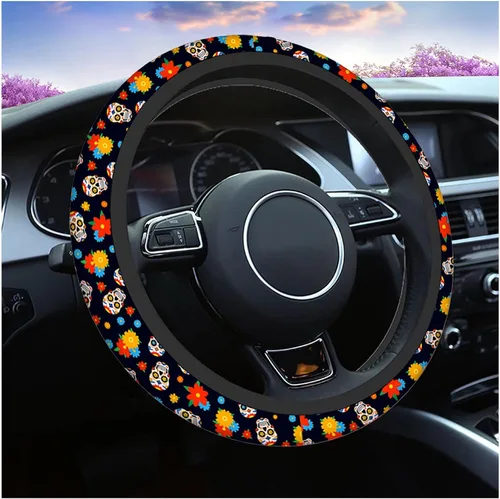 Vista 10 de Swono Fundas de volante de neopreno antideslizantes con diseño de fantasmas lindos y divertidos fantasmas bailarines de Halloween, agarre cómodo