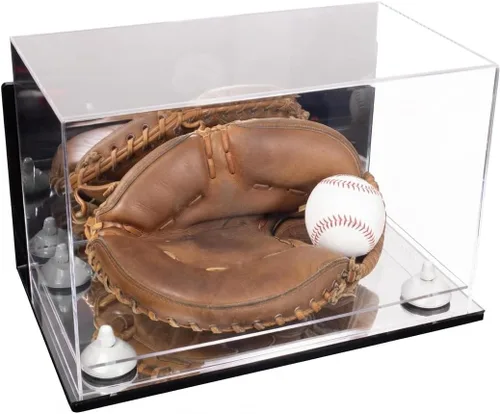 Vista 59 de Better Display Cases Vitrina de guantes de béisbol de acrílico transparente con elevadores negros (A011/V16)
