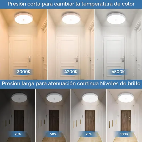 Vista 3 de Luces de armario recargables con sensor de movimiento, luz de techo a batería, luz inalámbrica con sensor de movimiento para interiores, luz