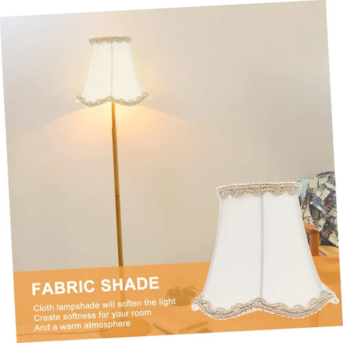 Vista 9 de Uonlytech Pantalla de lámpara de tela blanca con clip de arpillera, pantalla de lino para mesa, lámpara de pared, sala de estar, dormitorio