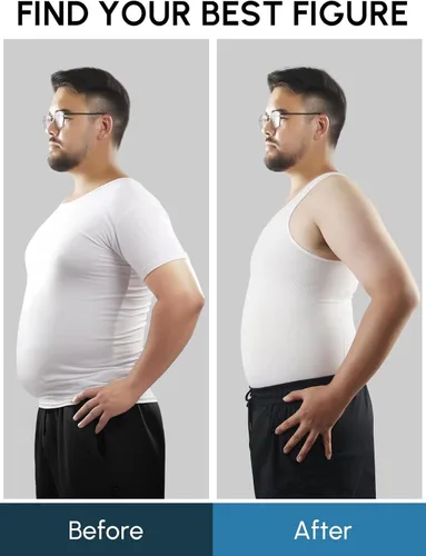 Vista 2 de Aptoco Gynecomastia Compression Shirts for Men Tummy Control Body Shaper Slimming Shapewear Tank Top Undershirt