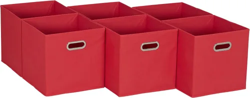 Vista 22 de Household Essentials Cubos de Almacenamiento de Tela Plegables Paquete de 6 – 11x11x11 Contenedores No Tejidos Apilables con Lados de Cartón