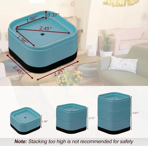 Vista 2 de 12 paquetes de elevadores de muebles, elevadores de cama ajustables, elevadores de cama de alta resistencia apilables para patas de mesa